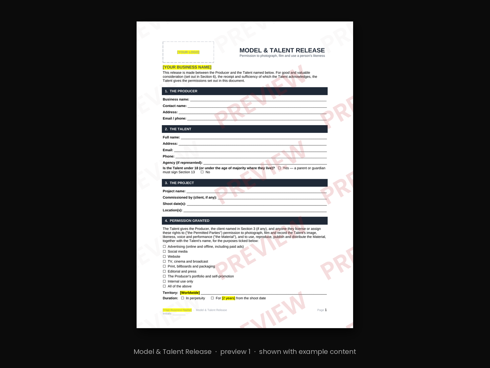 Model & Talent Release - Image 2