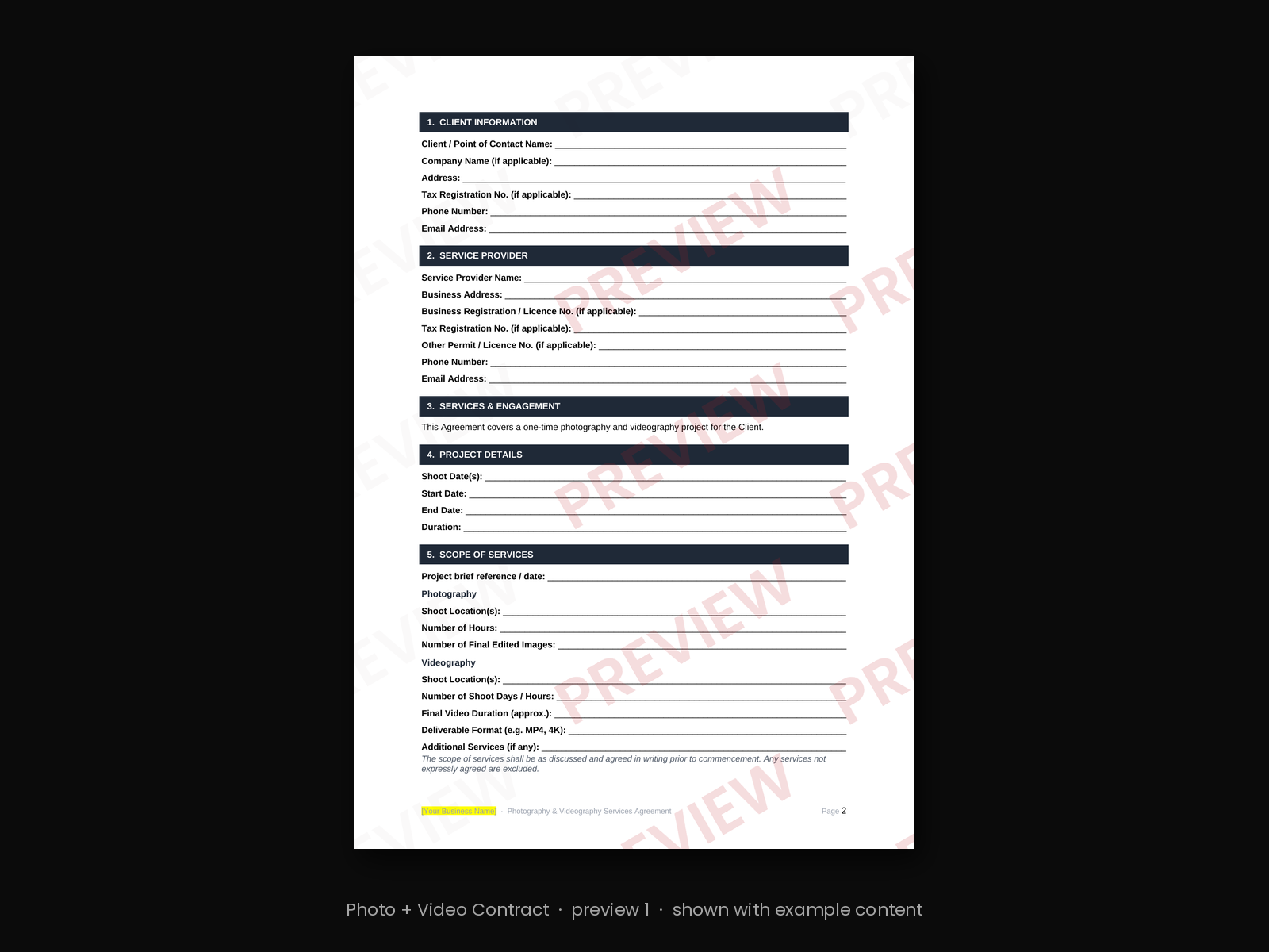 Photo + Video Contract - Image 2