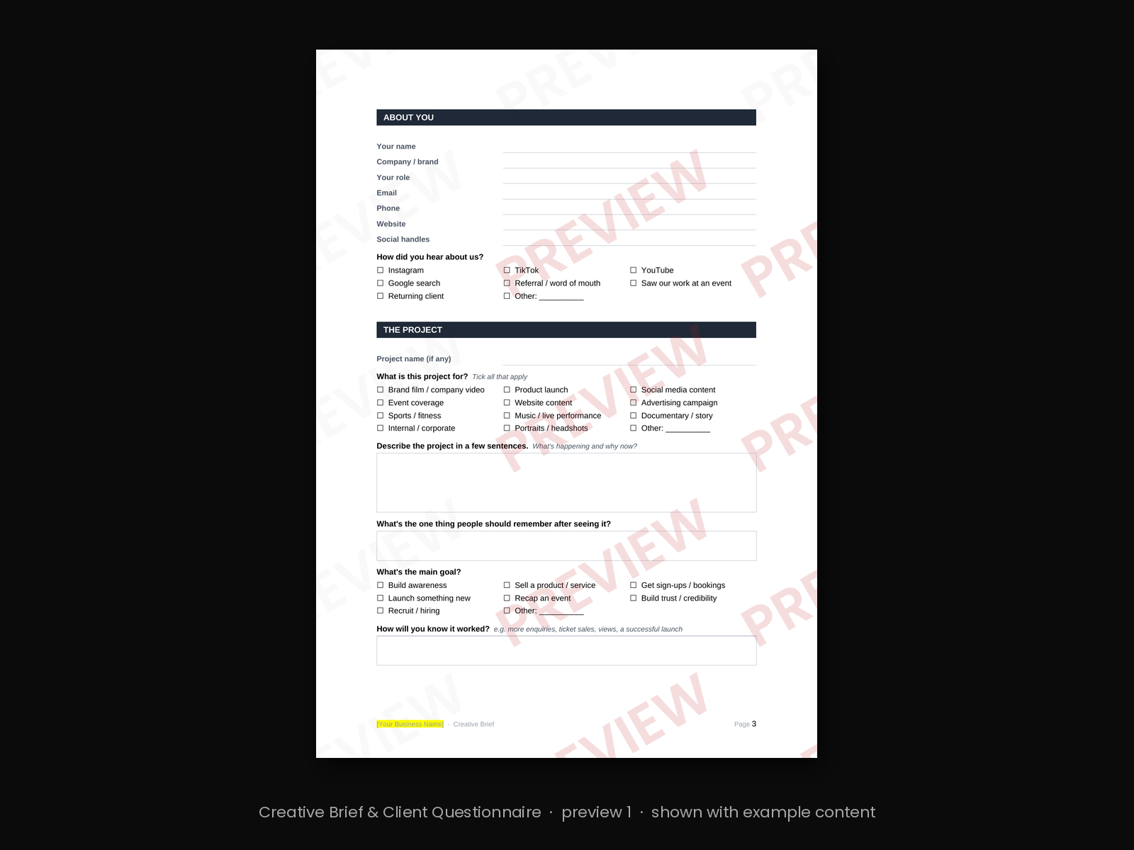 Creative Brief & Client Questionnaire - Image 2