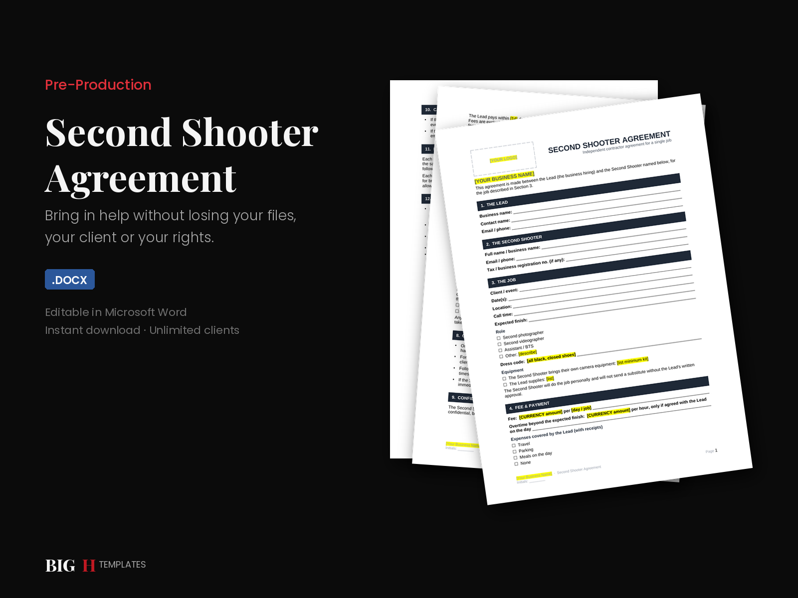 Second Shooter Agreement preview